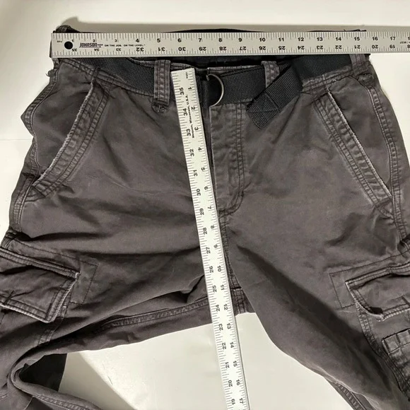 Abercrombie & Fitch Mens Loose Cargo Pants Faded Black 30x32 With Belt Utility - Picture 5 of 7
